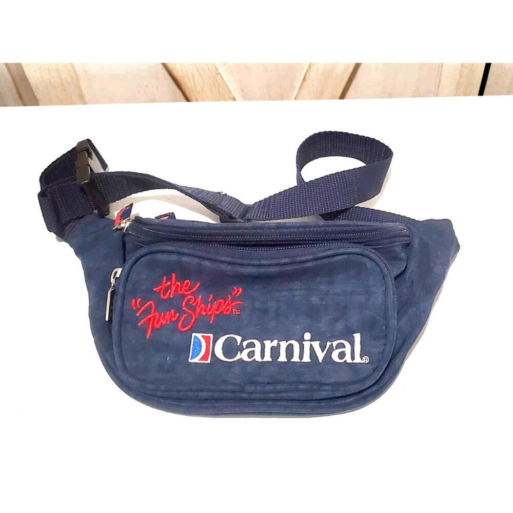 Carnival Cruise Lines The Fun Ship Fanny Waist Pack 3 Zippered Pockets Blue